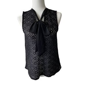 Banana Republic  Black Lace Bow Tie Top Sleeveless SZ XS